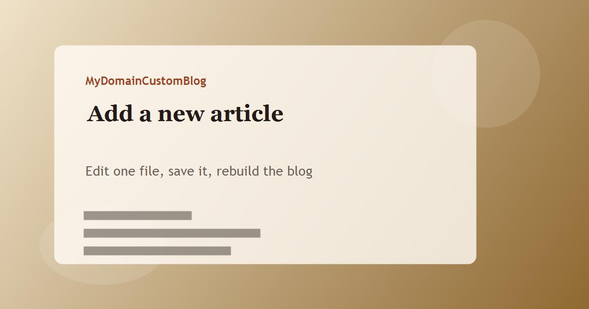 Добавление новой статьи сводится к редактированию одного объекта